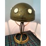 Art Nouveau 1900 Brass Table Lamp with Cabuchon Inclusions, Seccessionist Style after Georges Leleu