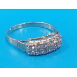 18ct Gold Half Moon Ring set with 12 small diamonds, weight 1.7g