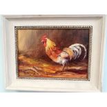 Donna Crawshaw Framed and Signed Original Oil of a Cockerel