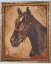Framed Oil on Board of Golden Miller by M Wood, signed by Artist. Size is 13 inches x 11 inches.