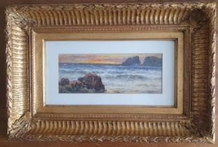 Arthur Suker (1857-2902) Framed, Signed and Glazed Watercolour of Cornish Seascape