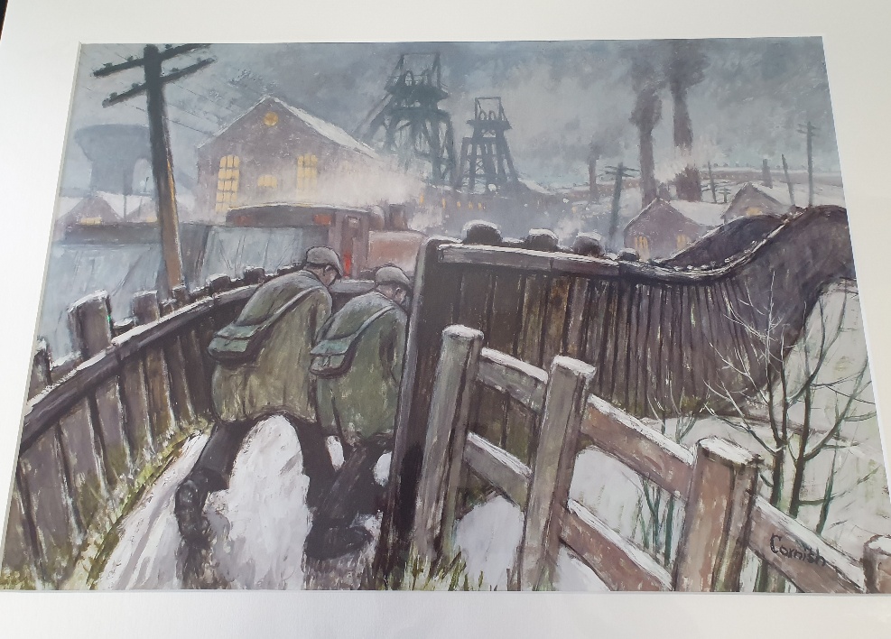 Norman Cornish Large Unframed Unlimited Edition Print titled "Pit Road - Winter". - Image 2 of 2