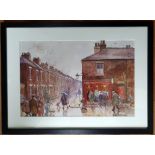 Norman Cornish Framed and Mounted Open Edition Print titled "Eddy's Fish Shop".