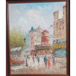 Caroline Burnett Framed and Signed Oil of Moulin Rouge measuring 23 inches x 20 inches