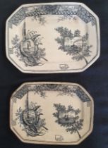 Two Rare Brownhills Pottery Octagonal Meat Plates