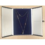 18ct Gold Fine Chain with Three Diamond Pendant, weight 2.4g. Free UK Postage on this Lot.