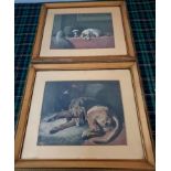 Pair of Charming Gilt Framed Dog Prints, overall size is 15 inches x 13 inches