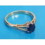 18ct Gold Engagement Ring Set with Single Sapphire, Size Q/P, weight 3.31g. FREE UK POSTAGE