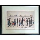 L S Lowry Limited Edition Large Framed and Glazed Signed Print of Man Holding Child number 129/350,