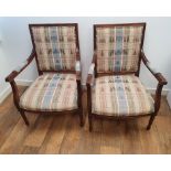 Fine Pair of Edwardian Upholstered Fireside Chairs measuring 34 inches in height x 30 inches wide