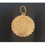 9ct Gold Charles Horner St Christopher Pendant, Hallmarked Chester 1958. Weight 3.3g