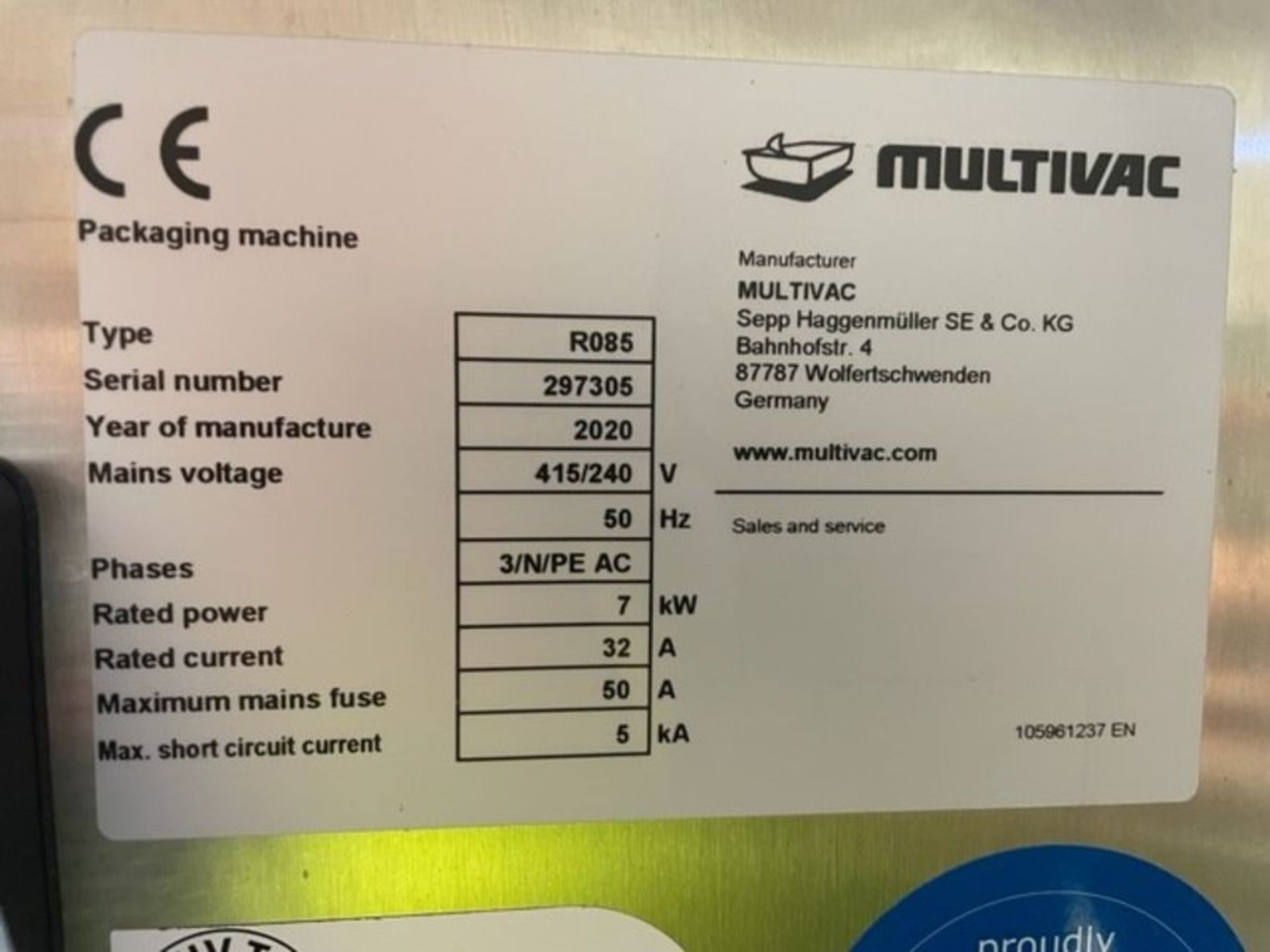 MULTIVAC R085 THERMOFORMER - Image 2 of 2