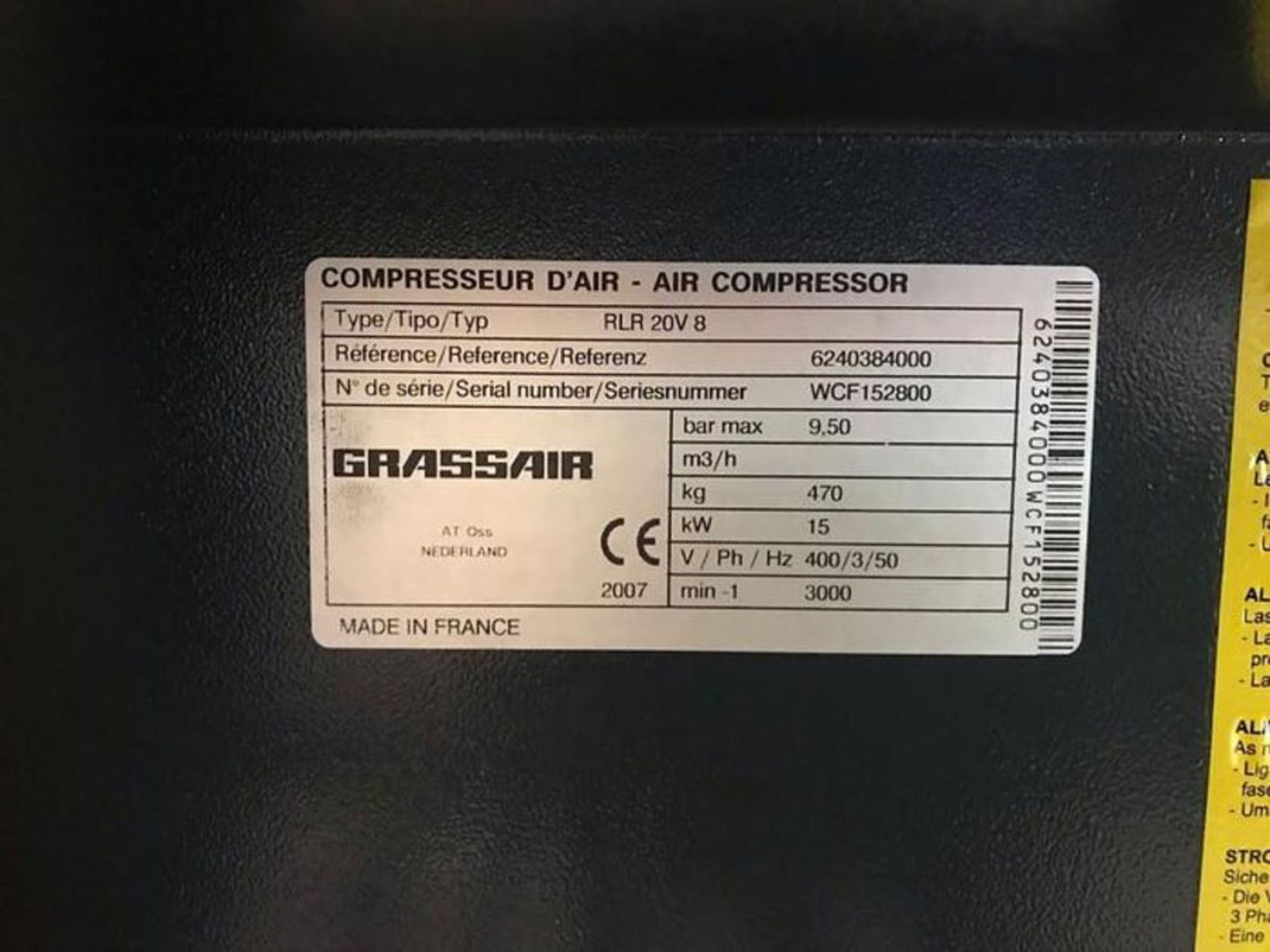 GRASSAIR AIR COMPRESSOR - Image 4 of 4