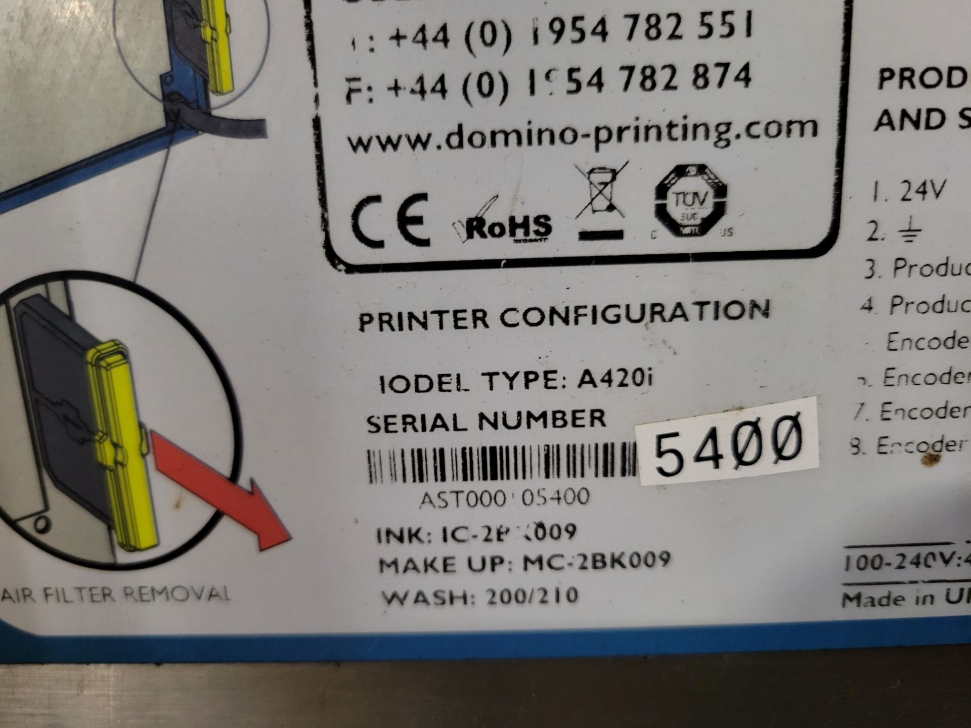 Domino A420i Ink Jet Coder - Image 6 of 6