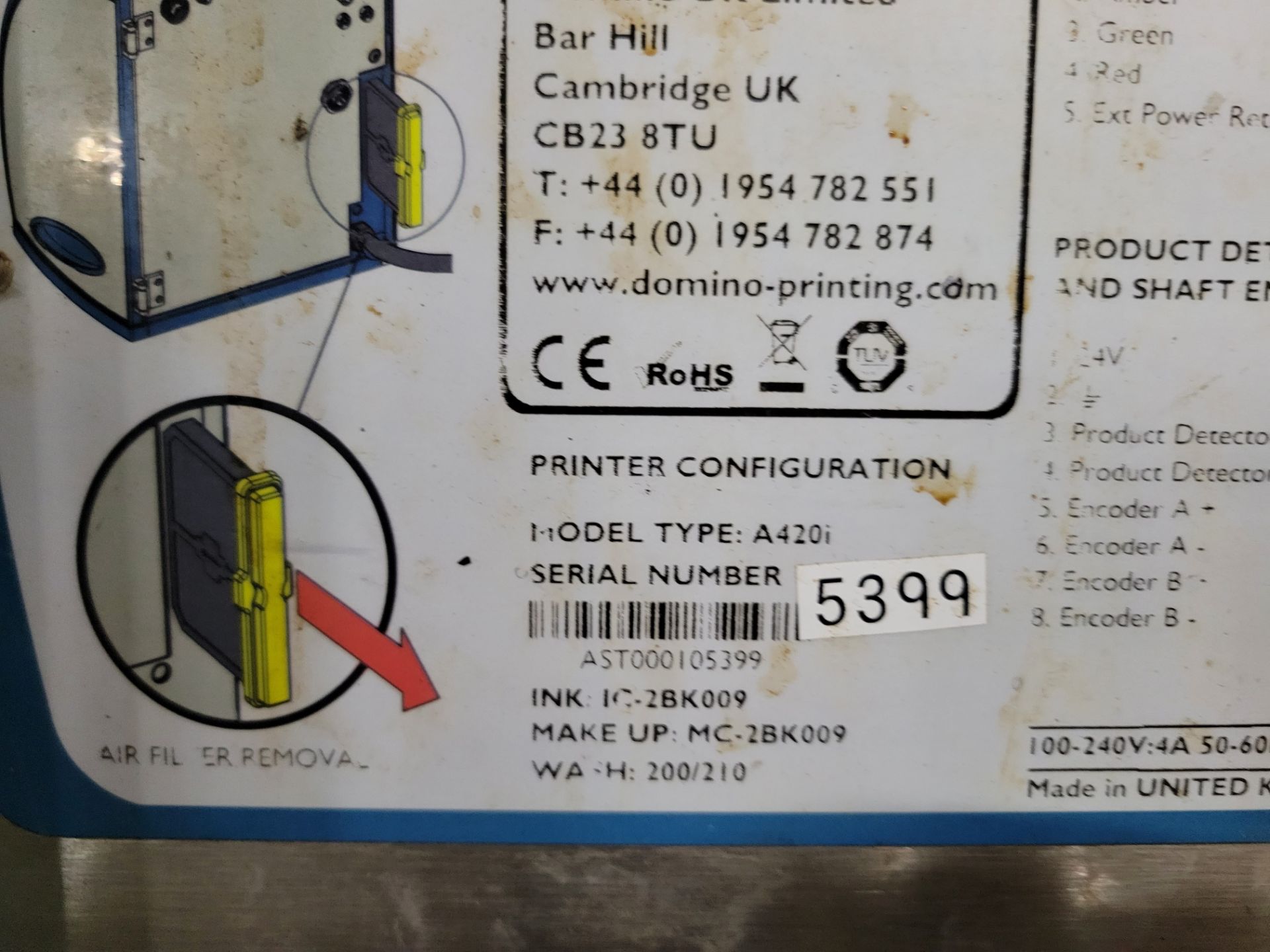 Domino A420i Ink Jet Coder - Image 6 of 6