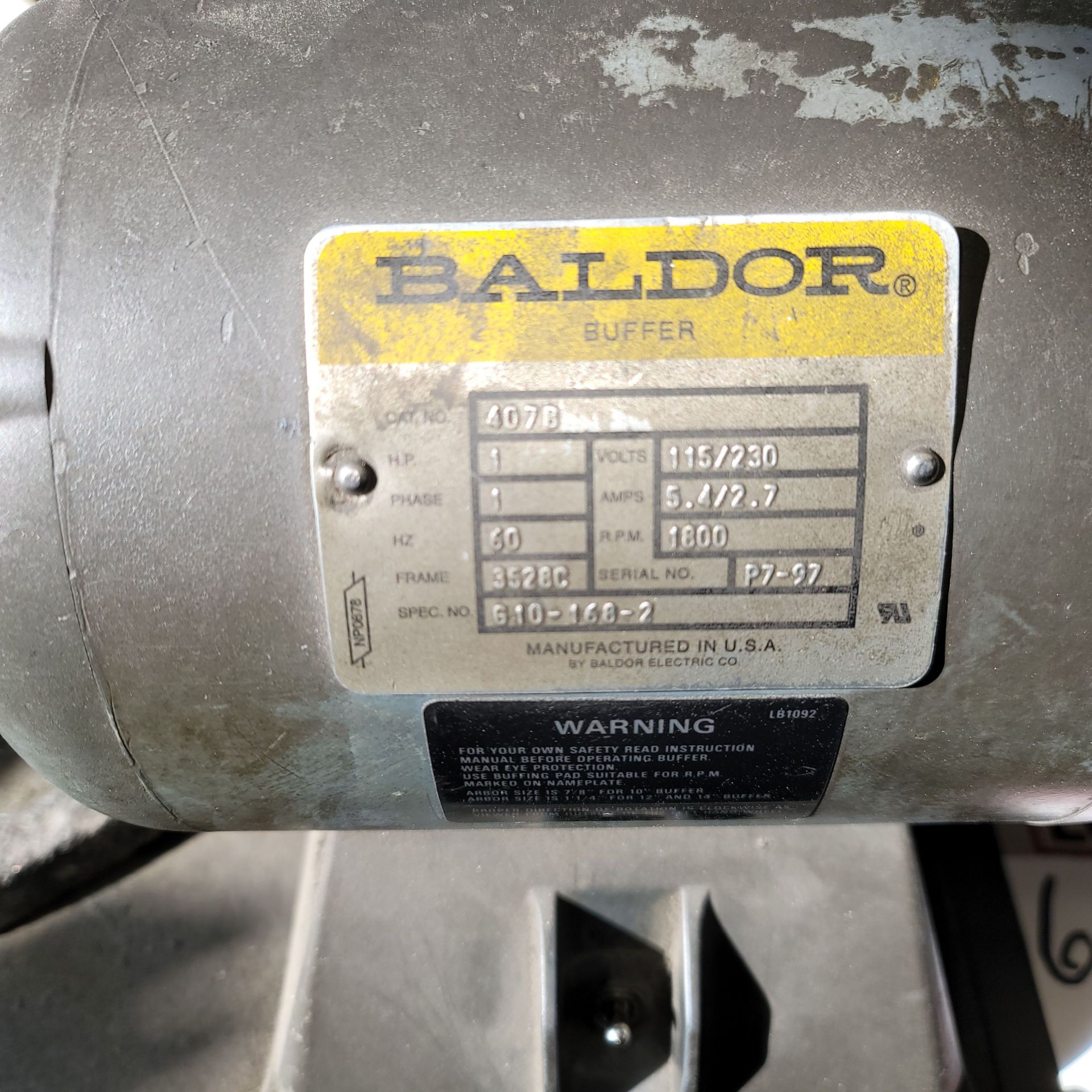 BALDOR BUFFER, MODEL 407B, 10", 1 HP - Image 2 of 2