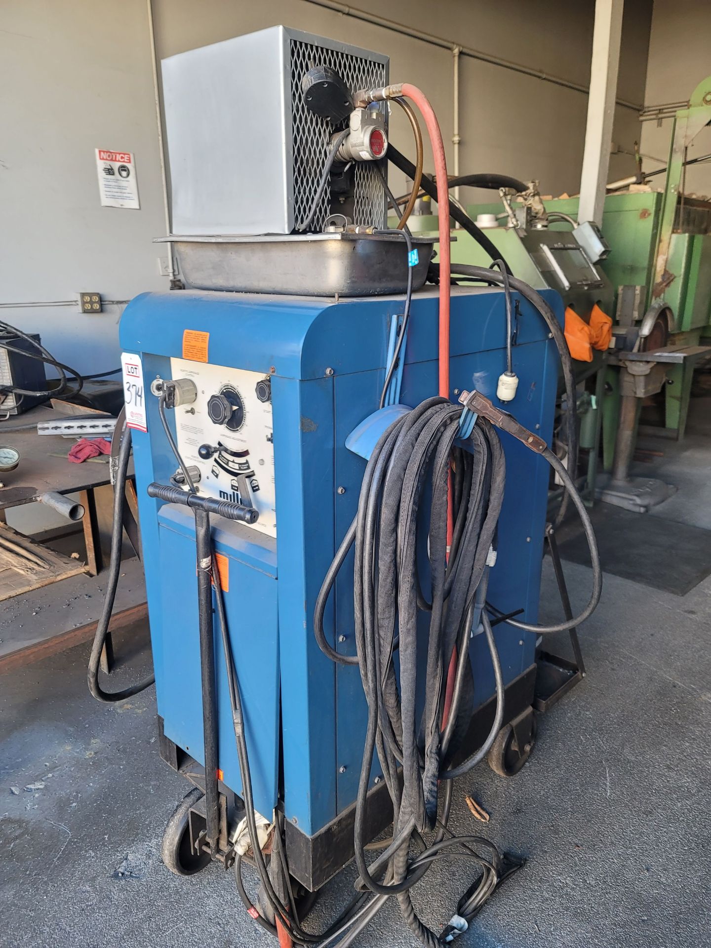 MILLER 330 A/BP CONSTANT CURRENT AC/DC ARC WELDING POWER SOURCE, S/N JB569578, W/ WATER COOLER, - Image 2 of 4