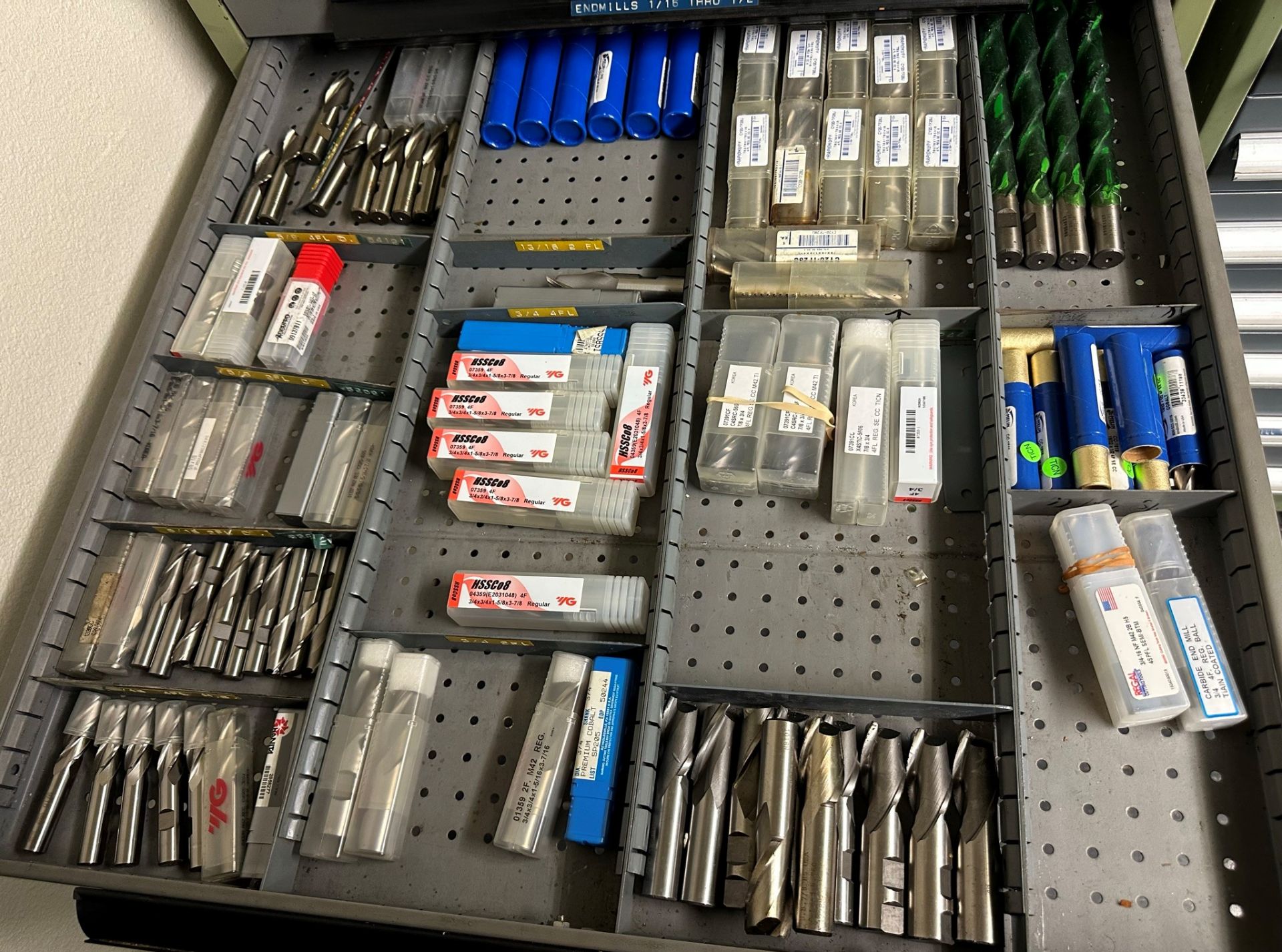 10-DRAWER TOOL CABINET, W/ CONTENTS OF TOOLING, TO INCLUDE: CARBIDE DRILLS, END MILLS, ROUGHING - Image 4 of 14