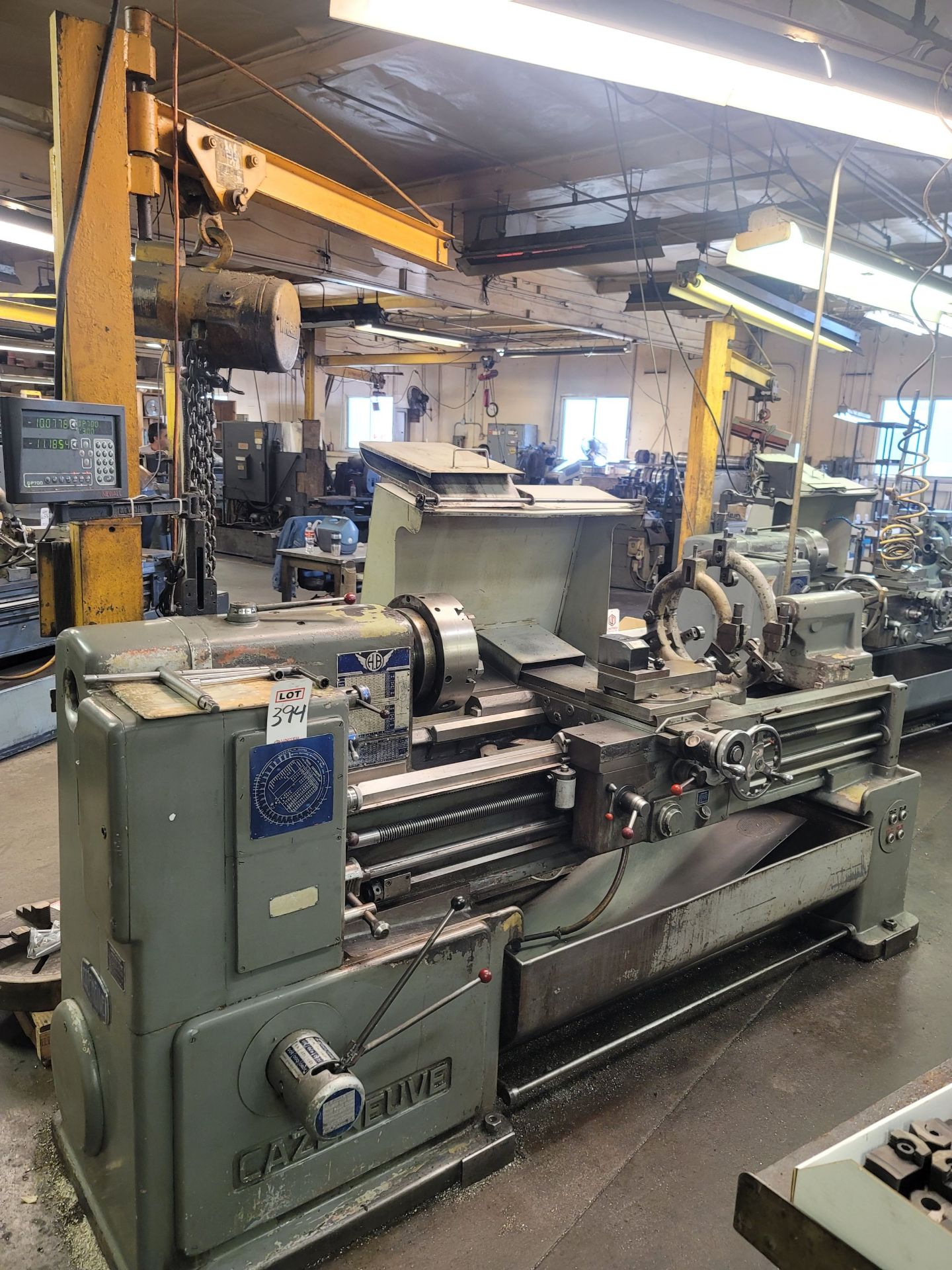 CAZENEUVE 20" X 60" ENGINE LATHE, NEWALL DRO, 12" 6-JAW CHUCK, 2" THROUGH HOLE, TAILSTOCK, (2)