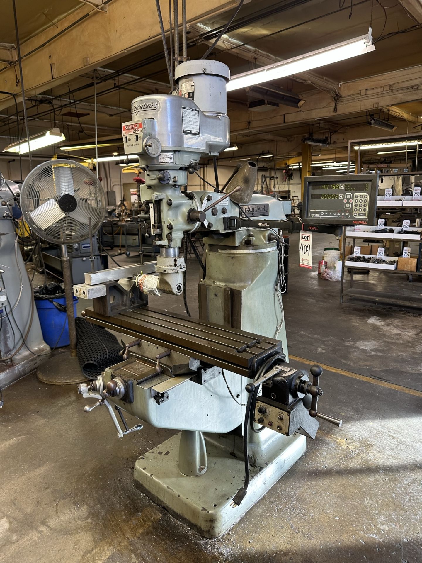 BRIDGEPORT VERTICAL MILL, SERIES I, 2 HP, 9" X 42" TABLE, POWER FEED, NEWALL 2-AXIS DRO, W/ RIGHT - Image 5 of 5