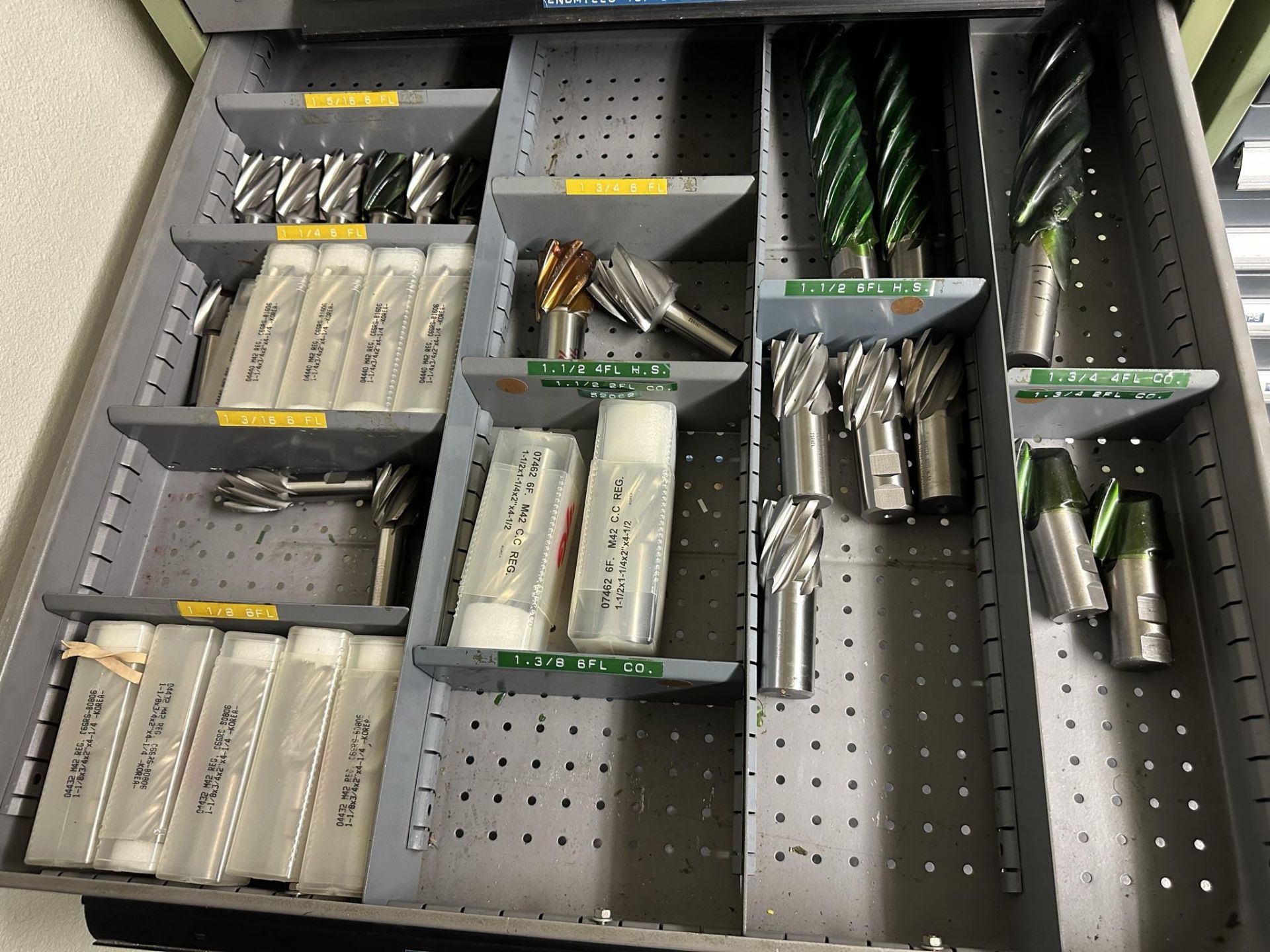 10-DRAWER TOOL CABINET, W/ CONTENTS OF TOOLING, TO INCLUDE: CARBIDE DRILLS, END MILLS, ROUGHING - Image 6 of 14
