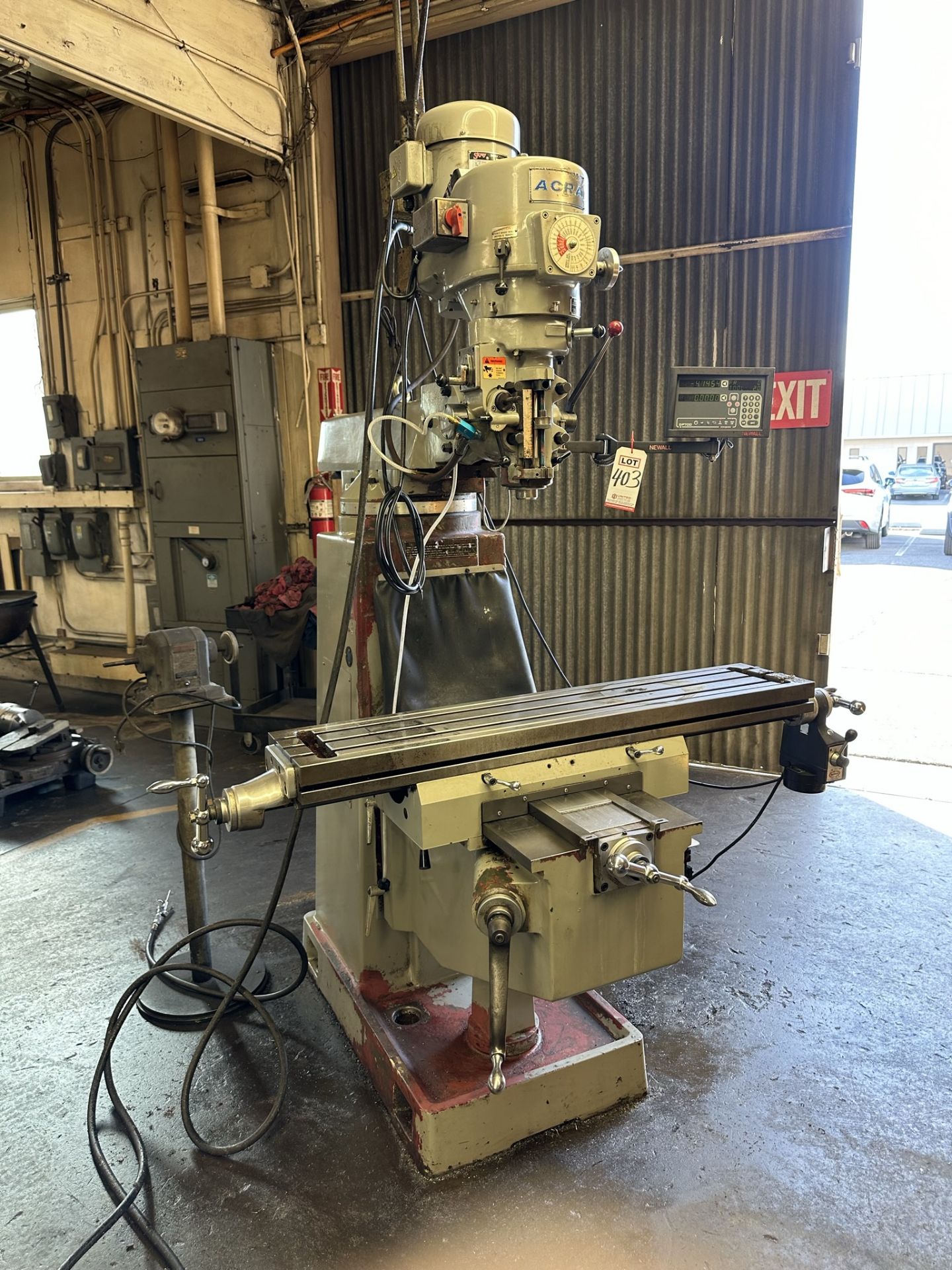 ACRA VERTICAL MILL, 10" X 50" TABLE, POWER FEED, NEWALL DRO, S/N 21004081 - Image 2 of 8