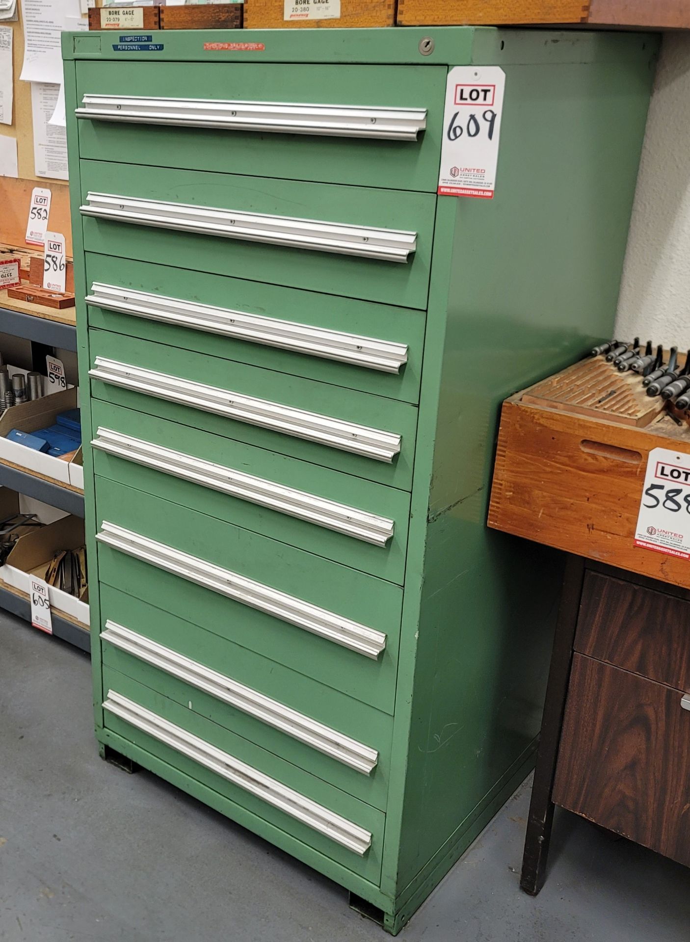 8-DRAWER TOOL CABINET, 30" X 28" X 59" HT