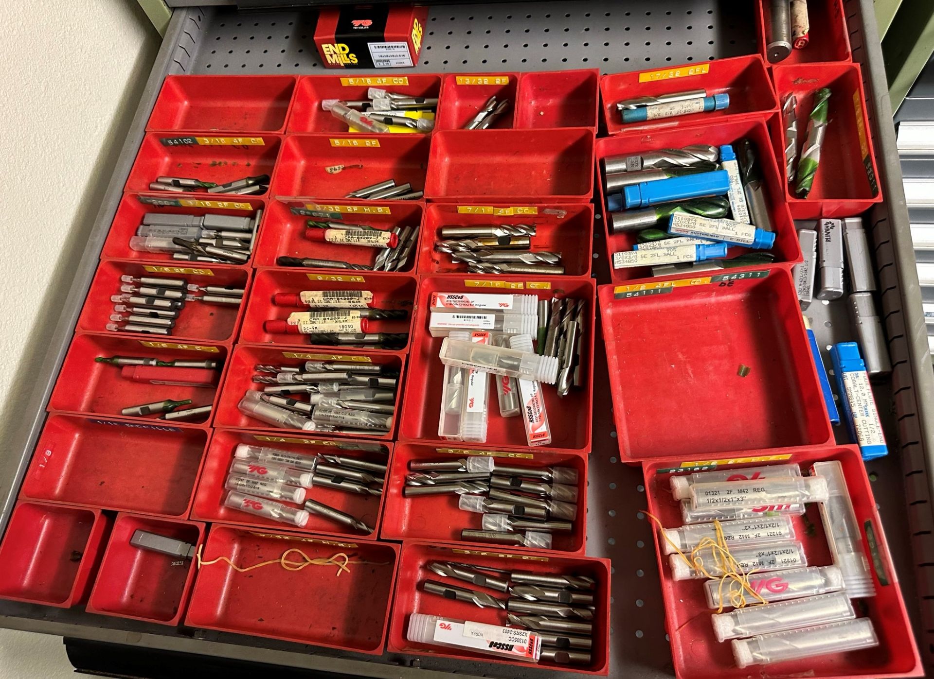 10-DRAWER TOOL CABINET, W/ CONTENTS OF TOOLING, TO INCLUDE: CARBIDE DRILLS, END MILLS, ROUGHING - Image 3 of 14