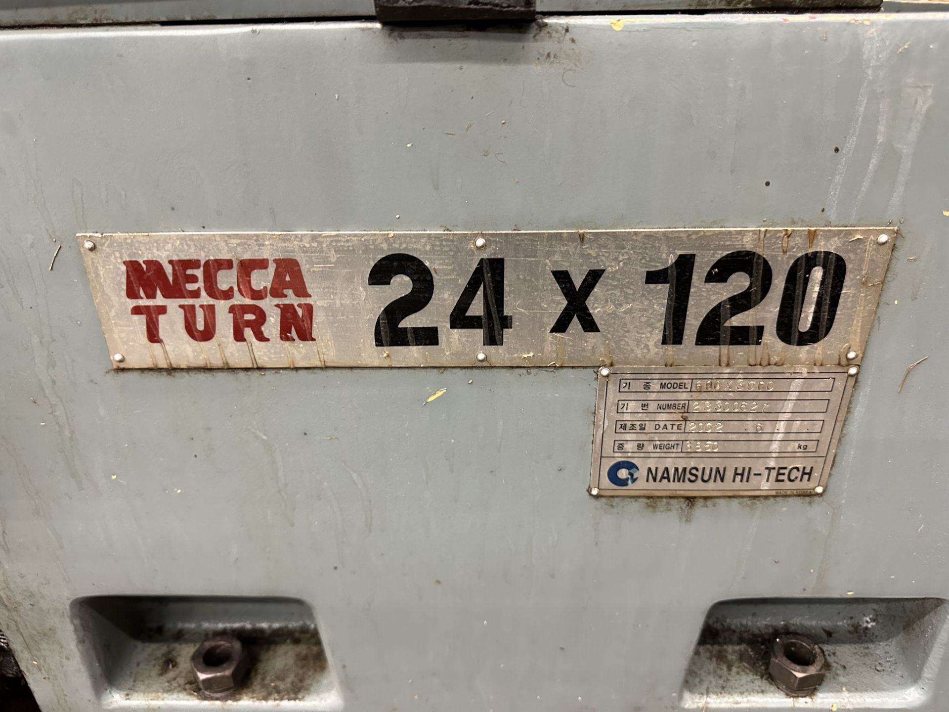 2002 NAMSUN HI-TECH LATHE, 600 X 3000, 24" X 120" CC, (2) BRAKES, (3) STEADY RESTS, 12" 6-JAW CHUCK, - Image 3 of 23