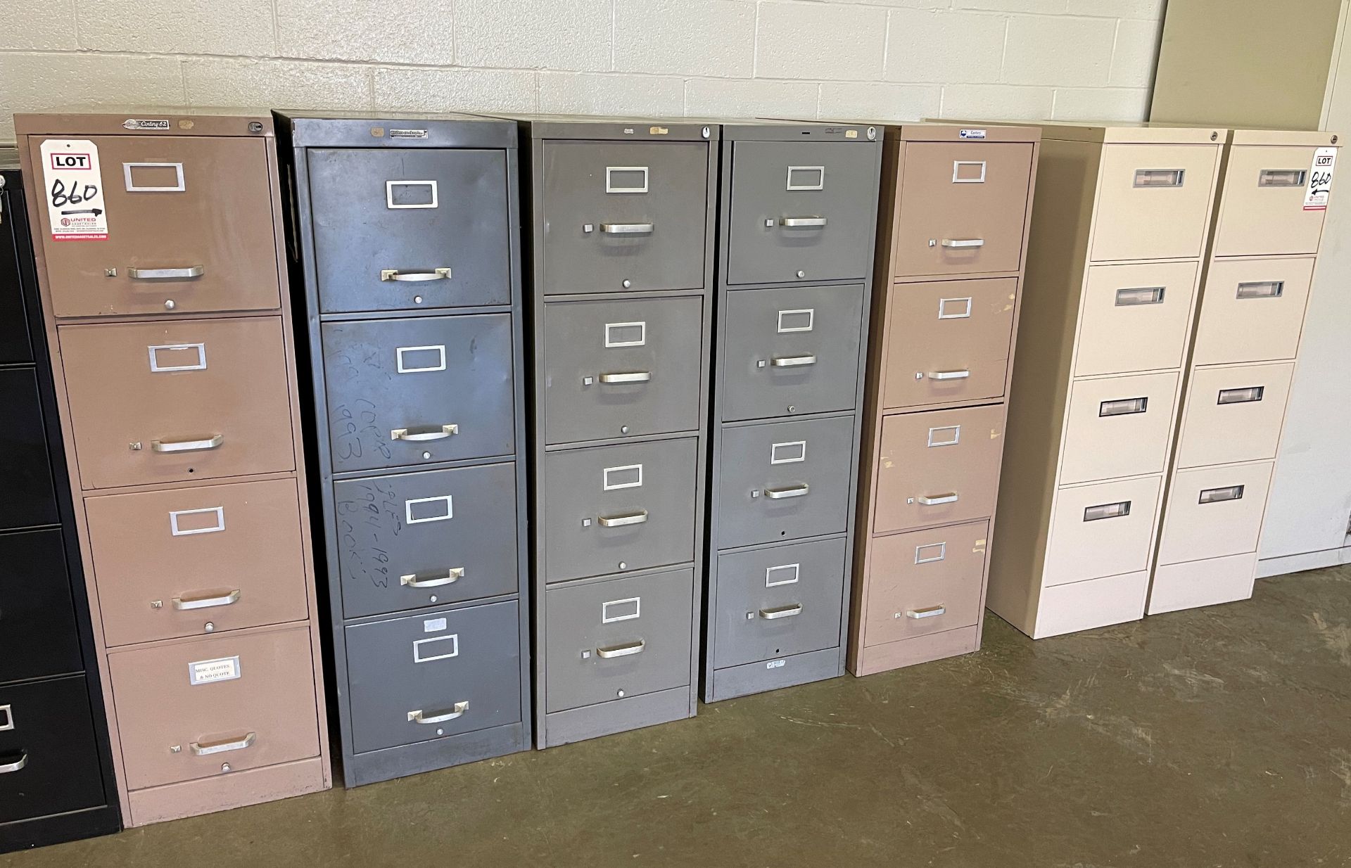 LOT - (7) 4-DRAWER FILE CABINETS, 15" X 27" X 52"