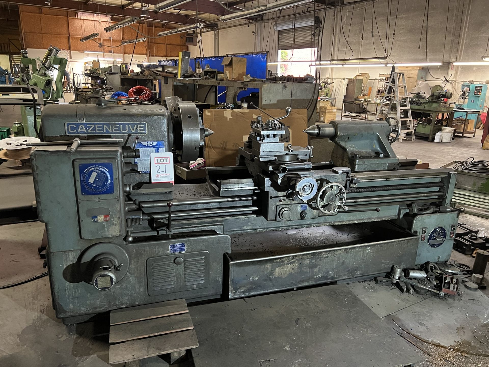 CAZENEUVE HB36 ENGINE LATHE, 26" X 60 CC, 15" 3 JAW CHUCK, 3" HOLE THRU, TAILSTOCK