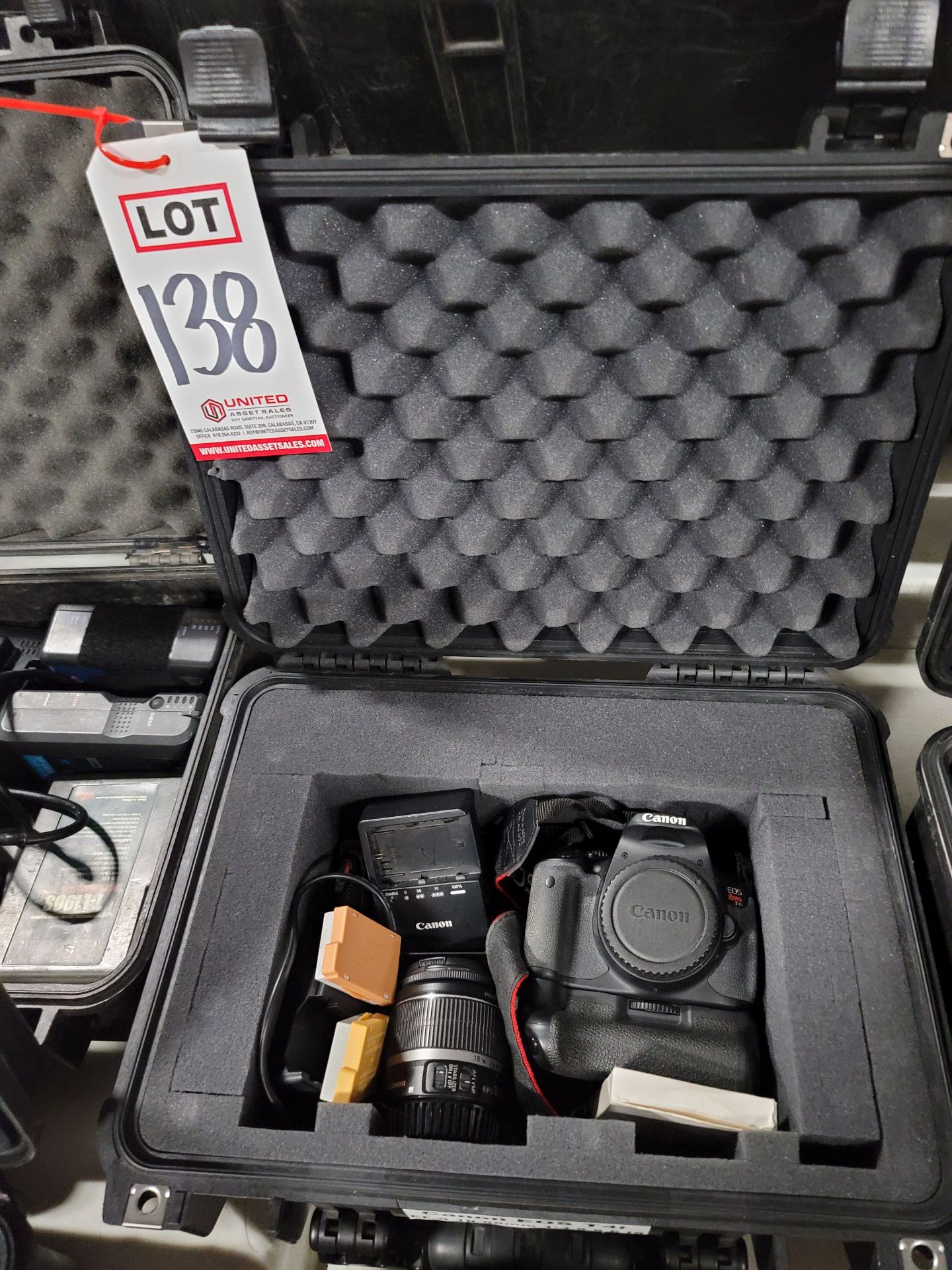 CANON EOS REBEL T4i CAMERA, W/ EFS 18-55MM LENS, (2) BATTERY PACKS AND CHARGER, W/ PELICAN CASE