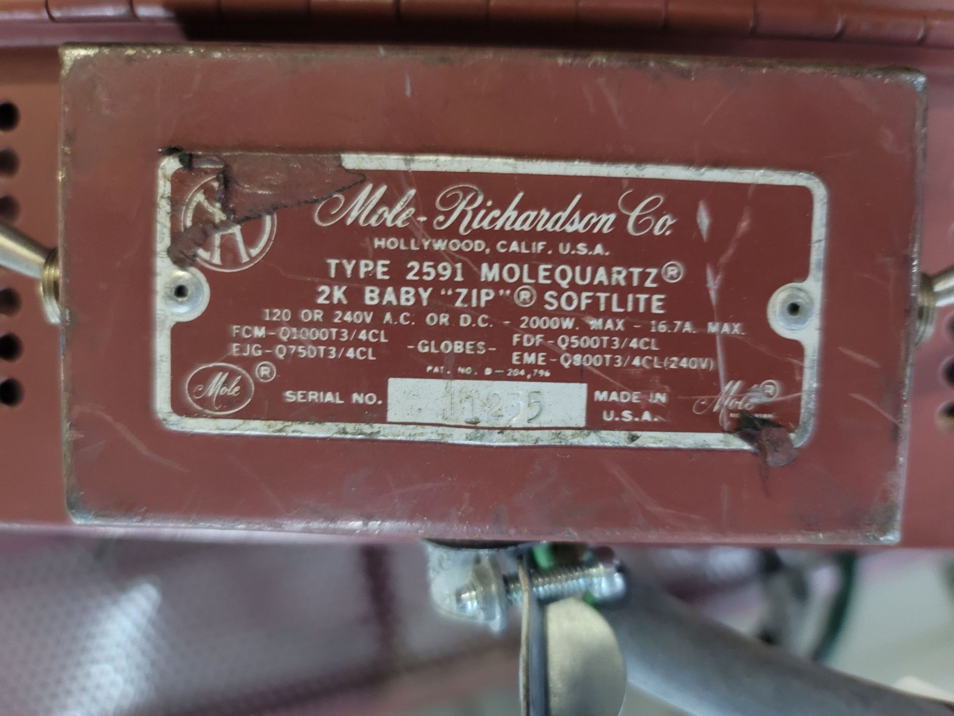 MOLE-RICHARDSON TYPE 2591 MOLEQUARTZ 2K BABY ZIP SOFTLITE, S/N 11235 - Image 3 of 3