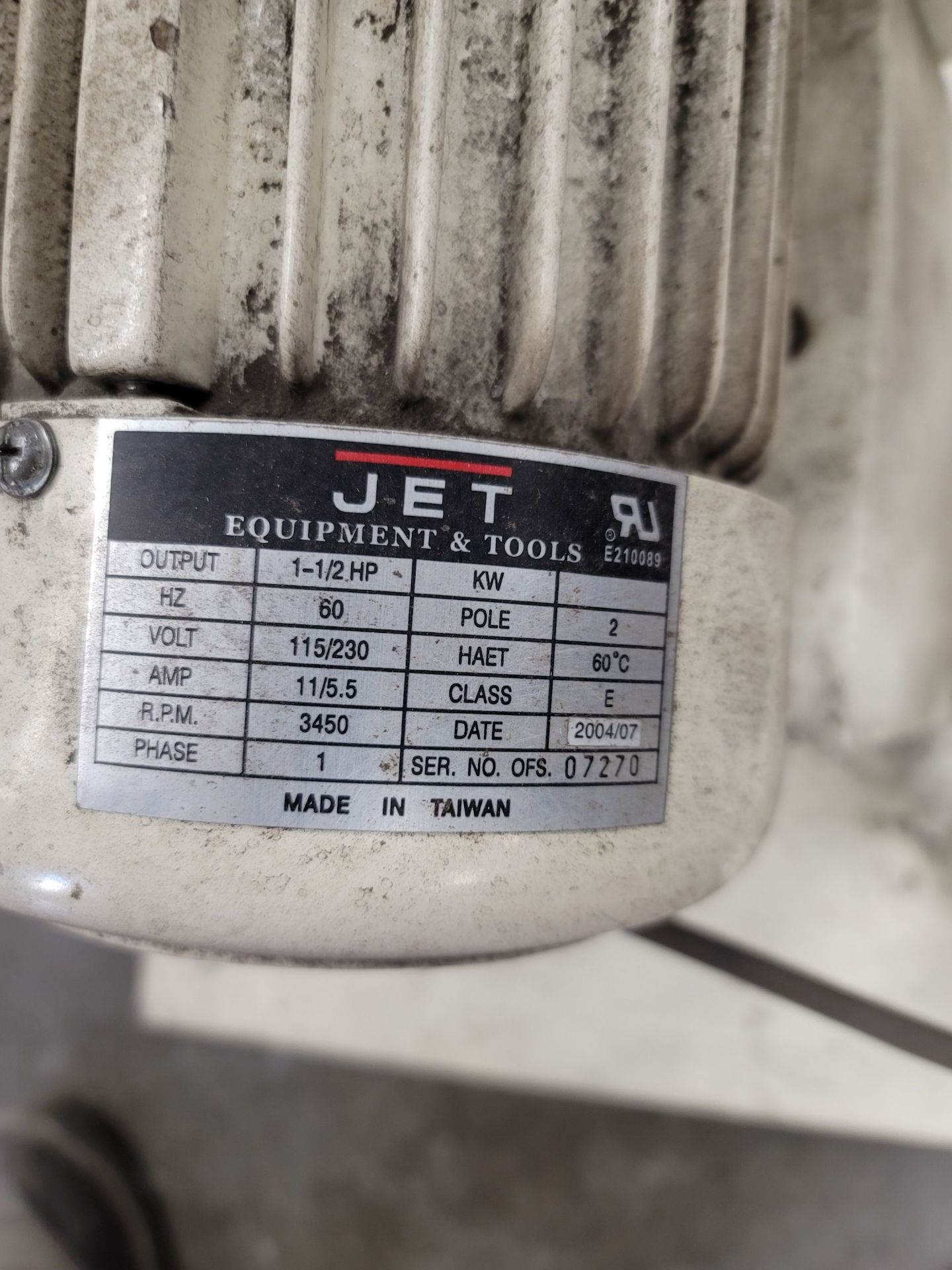 JET 1100 CFM DUST COLLECTOR, MODEL DC-1100A, 1-1/2 HP, SINGLE PHASE, S/N 40713873, MISSING THE - Image 3 of 4