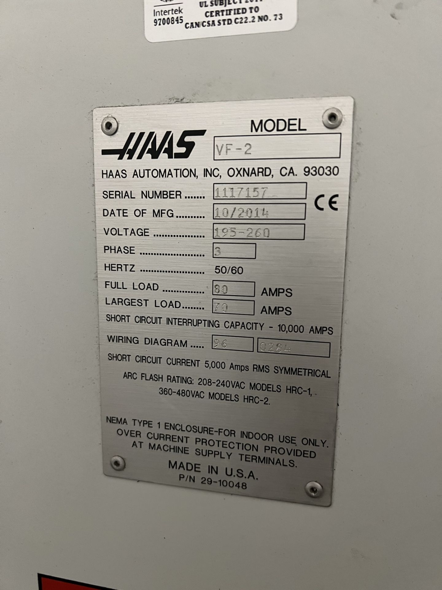 2014 HAAS VF-2 VERTICAL MACHINING CENTER, XYZ TRAVELS: 30" X 16" Y 20" Z, 36" X 14" TABLE, 24 ATC, - Image 11 of 11