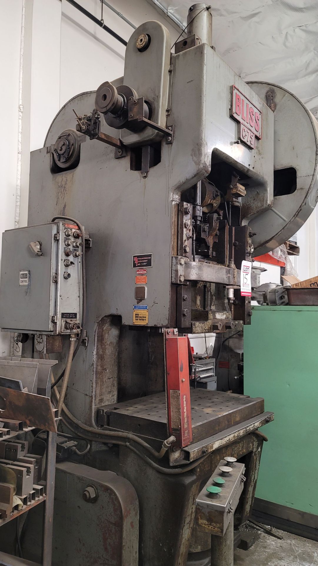 BLISS C-75 OBI PUNCH PRESS, 75-TON, AIR CLUTCH, CUSHION, S/N H60645 - Image 3 of 7