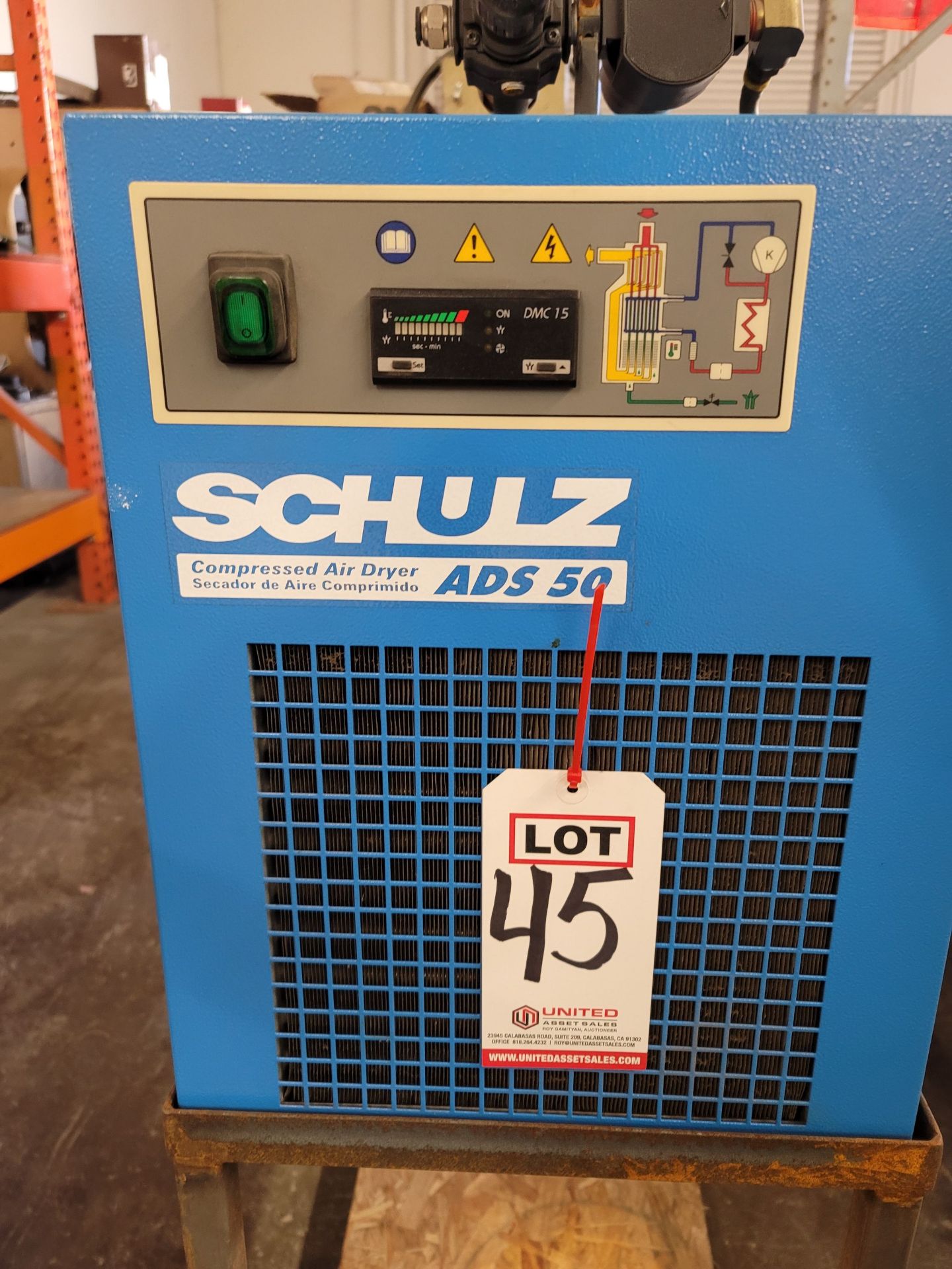 SCHULZ COMPRESSED AIR DRYER, MODEL ADS50-UP, NOMINAL FLOW RATE: 50 SCIM, S/N 17S011429, W/ STAND - Image 2 of 4