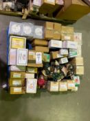 PALLET OF GAGES, VALVES, REGULATORS, SWITCHES & MISC.