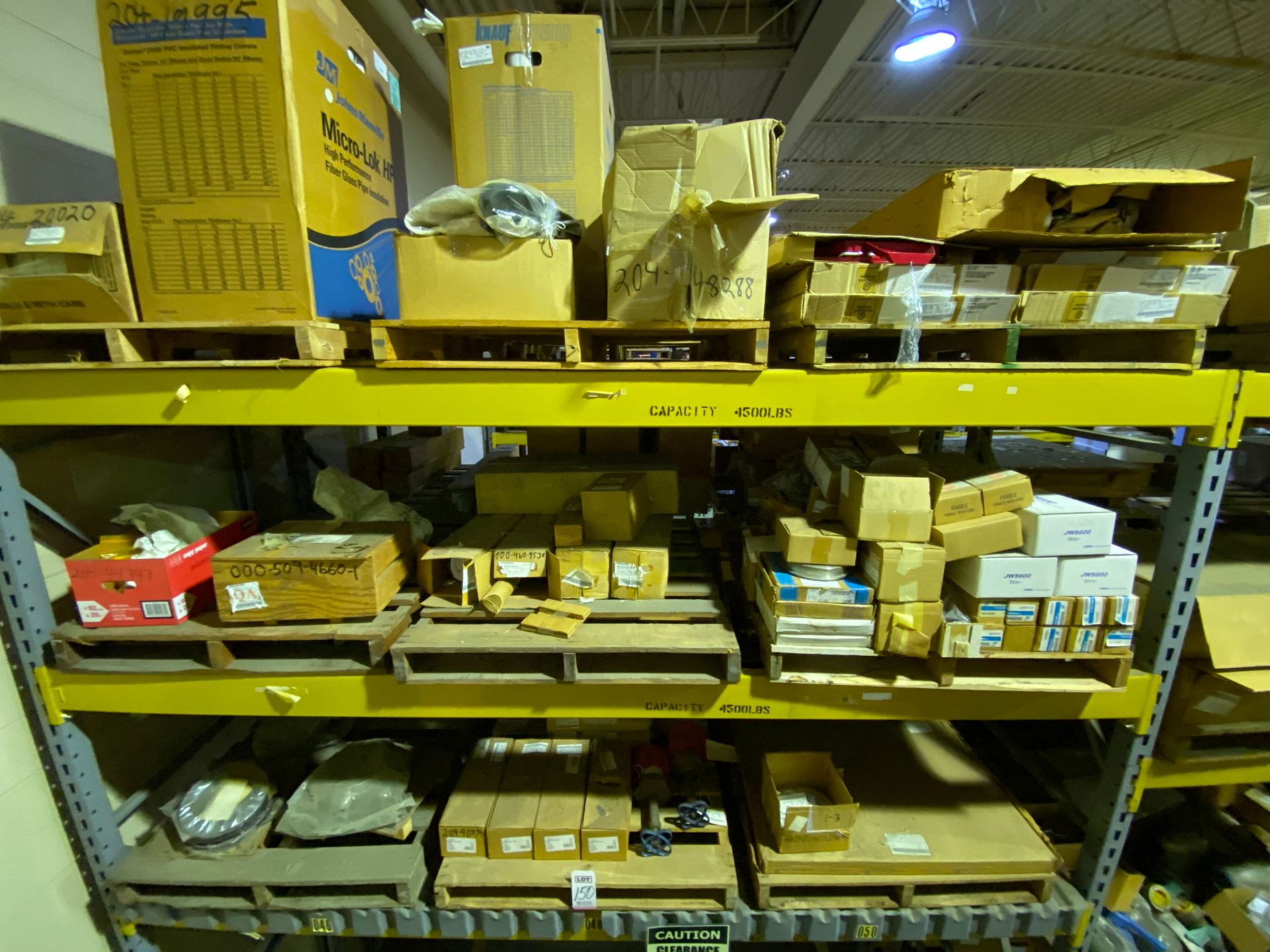 (9) PALLETS OF MAINTENANCE & REPAIR PARTS ON THE FLOOR AND (3) PALLET RACK SHELVES (NO SHELVING)