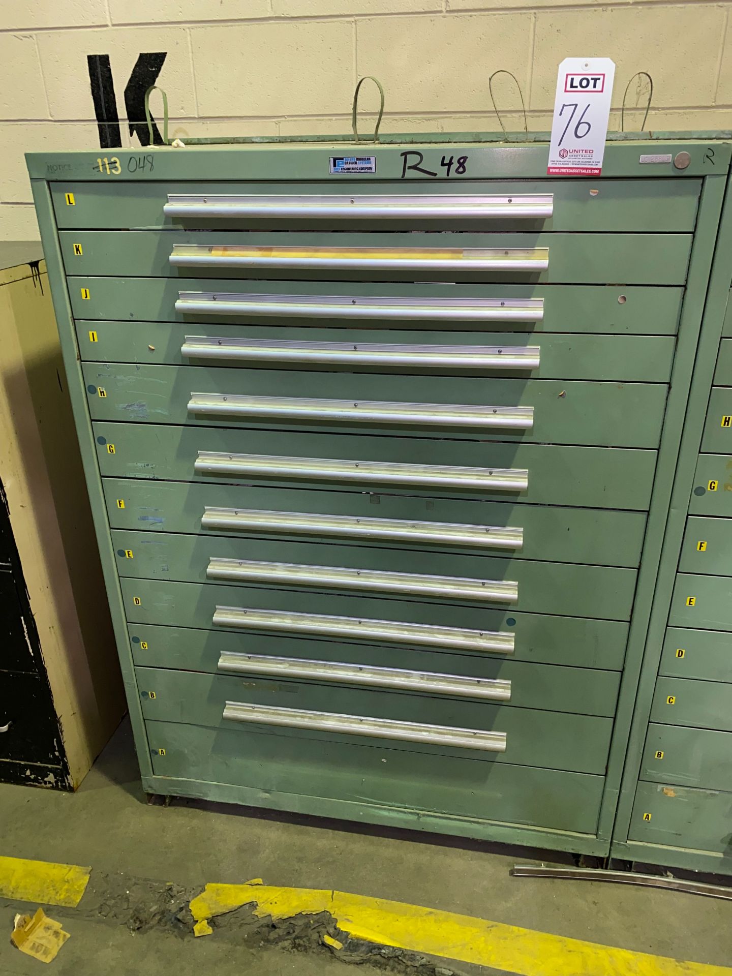 NU-ERA 45"W X 28"D X 60"T 12-DRAWER CABINET, WITH CONTENTS