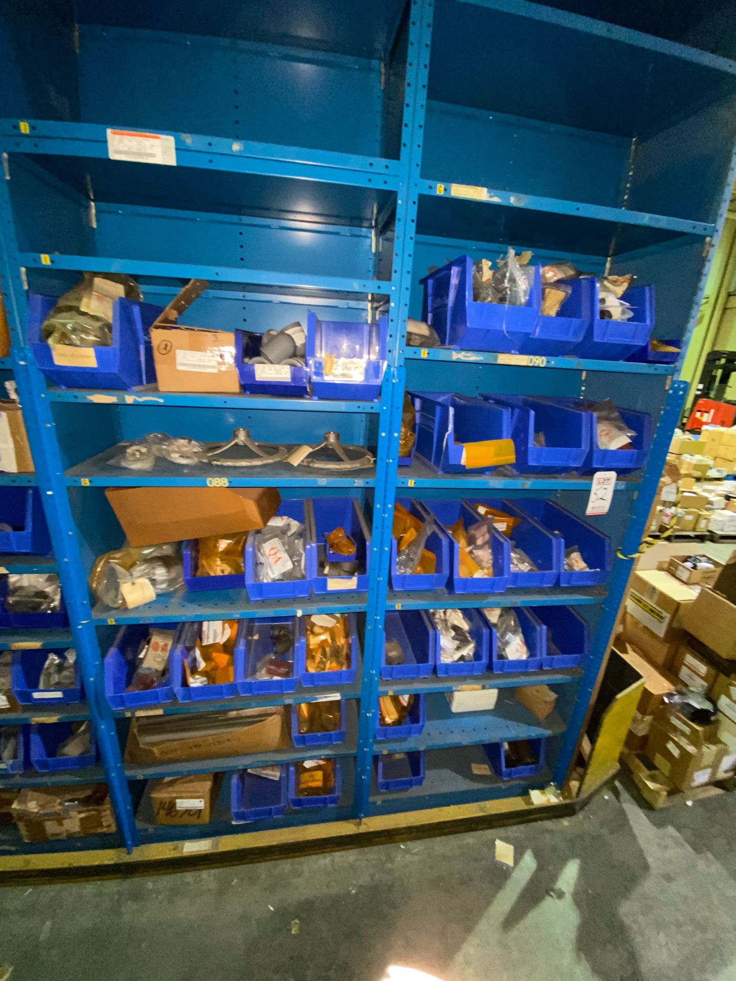 REMAINING PARTS ON BLUE SHELVES INCLUDING PARTS IN DRAWERS (SHELVES ABOVE 6' ARE EMPTY)