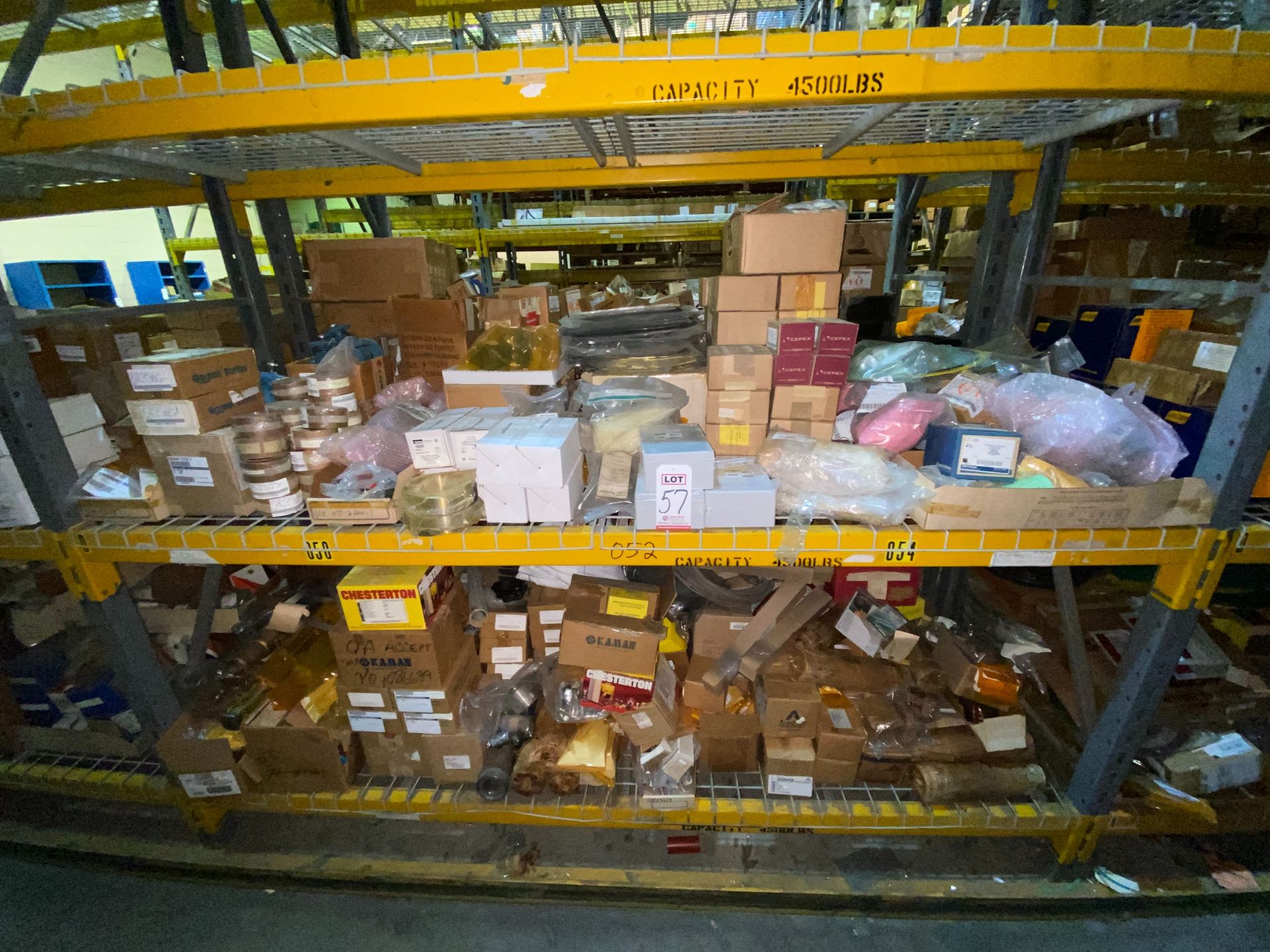 (2) PALLET RACK SHELVES OF MAINTENANCE & REPAIR PARTS (NO SHELVING)