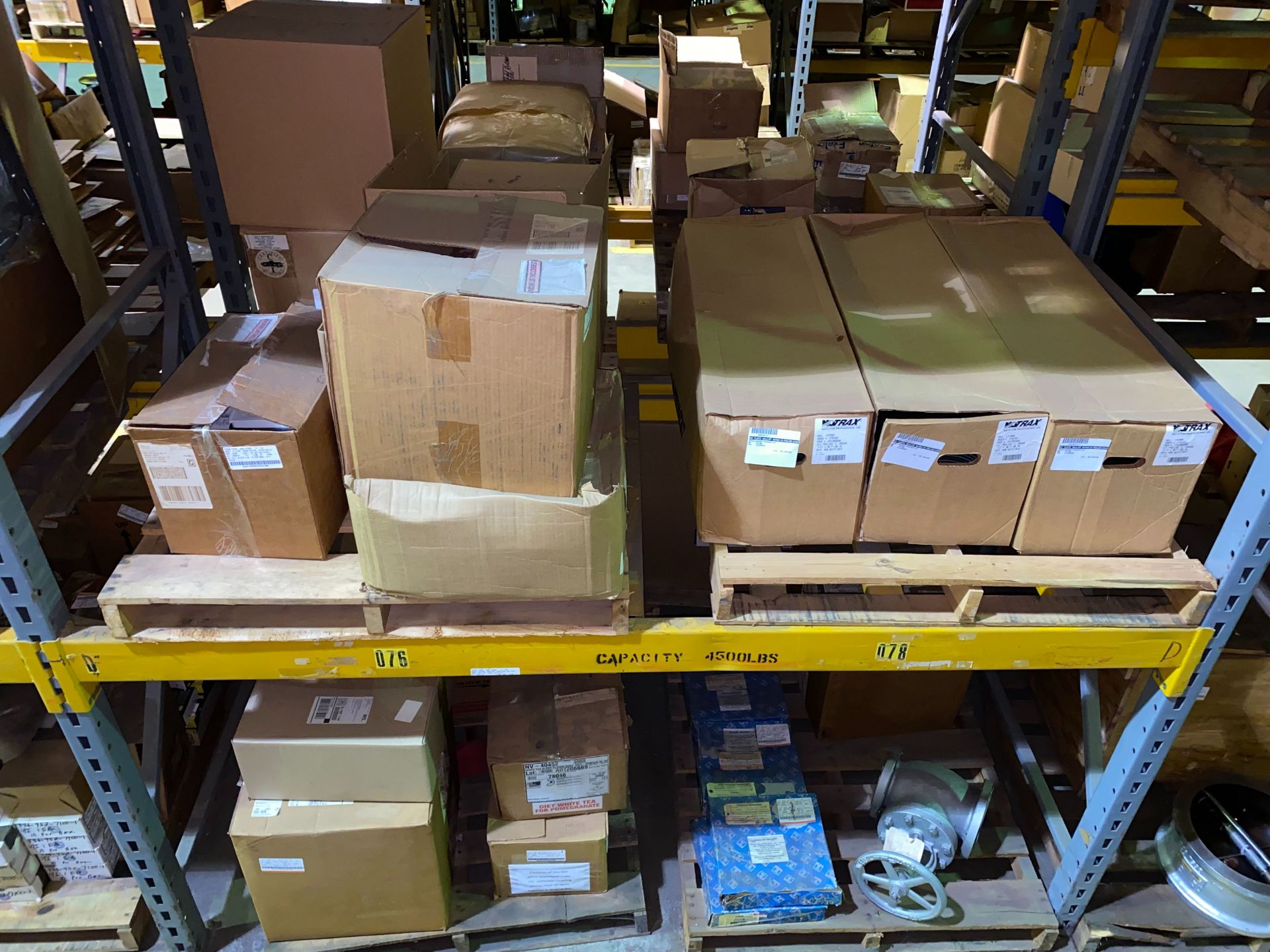 (8) PALLETS OF MAINTENANCE & REPAIR PARTS ON THE FLOOR AND (3) PALLET RACK SHELVES (NO SHELVING)