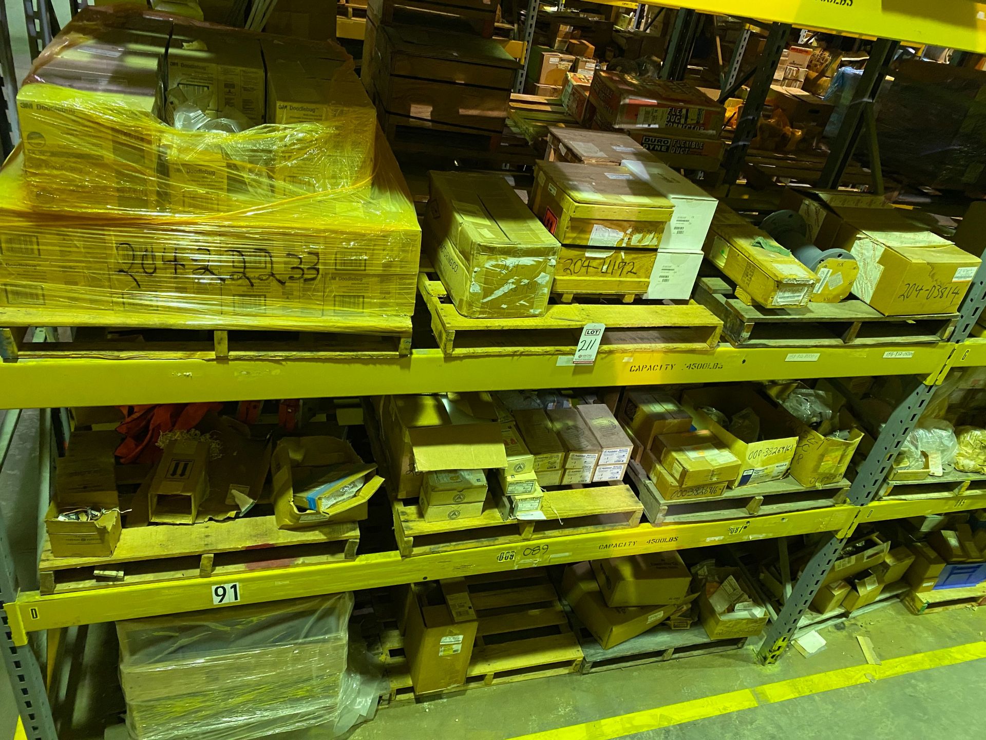 (15) PALLETS OF MAINTENANCE & REPAIR PARTS ON THE FLOOR AND (4) PALLET RACK SHELVES (NO SHELVING)