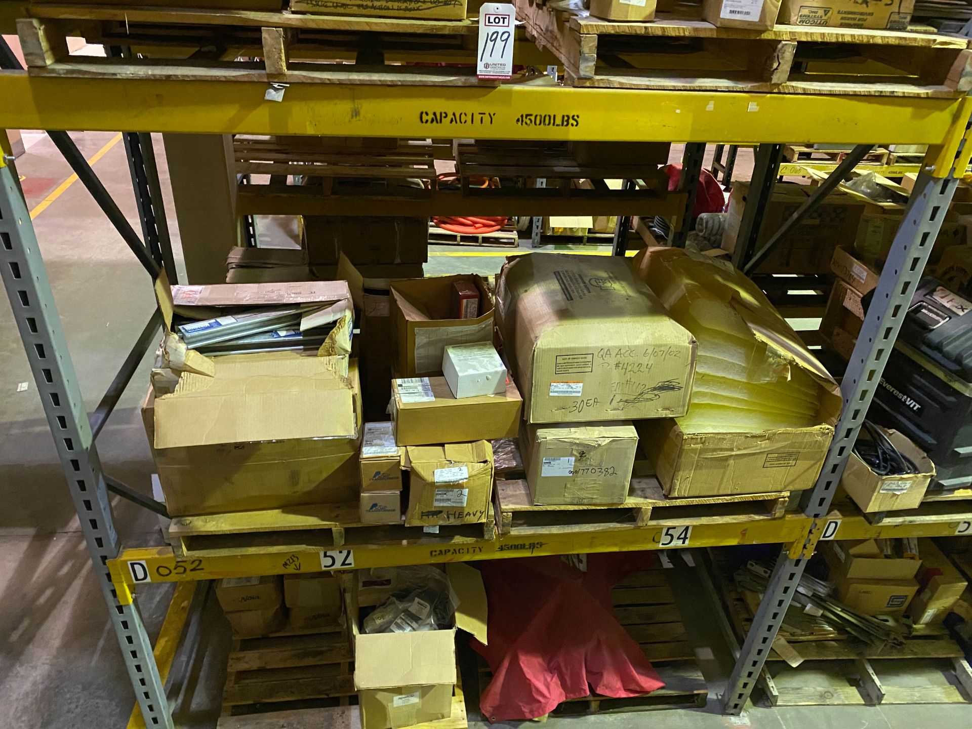 (10) PALLETS OF MAINTENANCE & REPAIR PARTS ON THE FLOOR AND (4) PALLET RACK SHELVES (NO SHELVING)