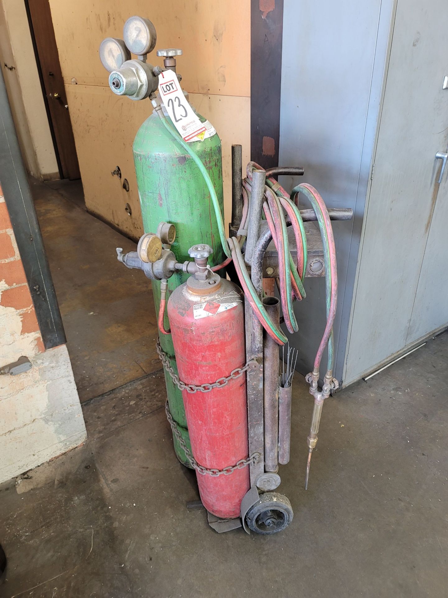 LOT - OXY-ACETYLENE TORCH SET, W/ CART AND TANKS