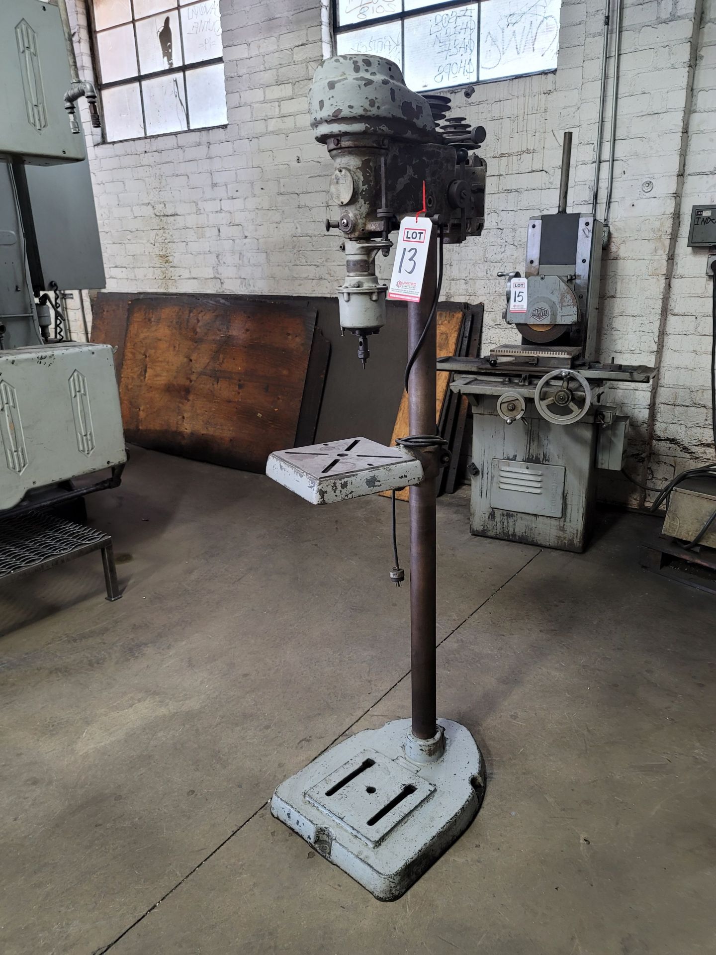 SOUTH BEND 14" DRILL PRESS, MODEL 14B2A, W/ PROCUNIER NO. 2 HIGH SPEED TAPPING ATTACHMENT