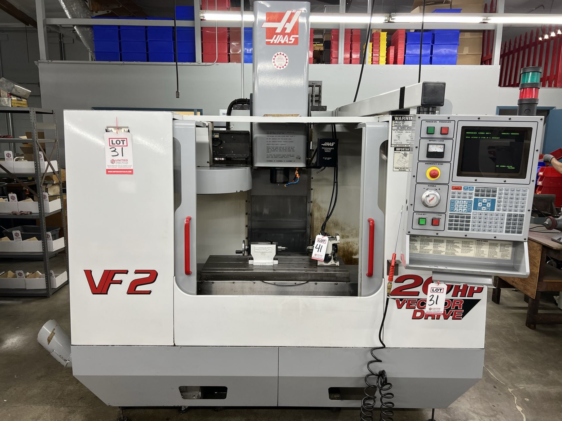 2000 HAAS VF-2 VERTICAL MACHINING CENTER, XYZ TRAVELS: 30" X 16" X 20", 36" X 14" TABLE, 20 HP, 7,