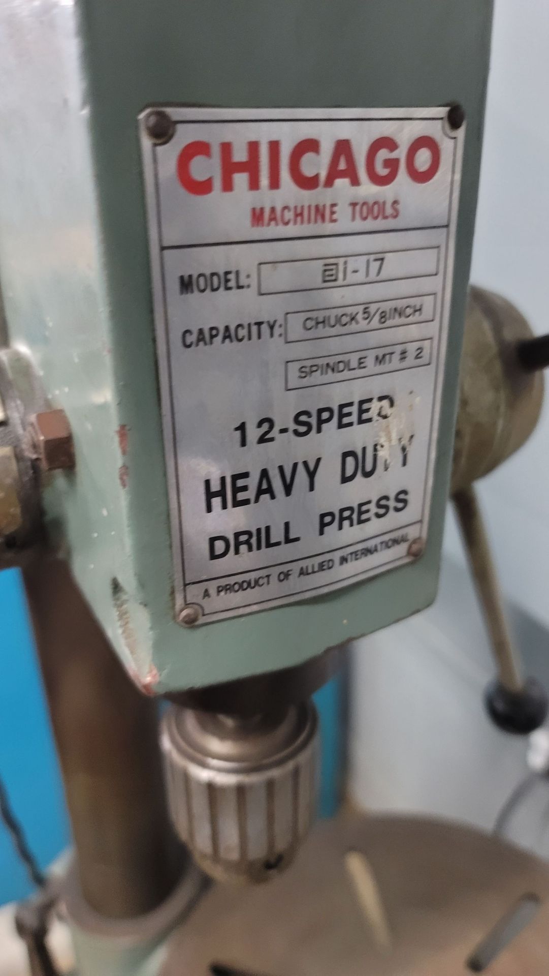 CHICAGO MACHINE TOOLS 17" BENCHTOP DRILL PRESS, 12-SPEED, 3/4 HP - Image 3 of 3