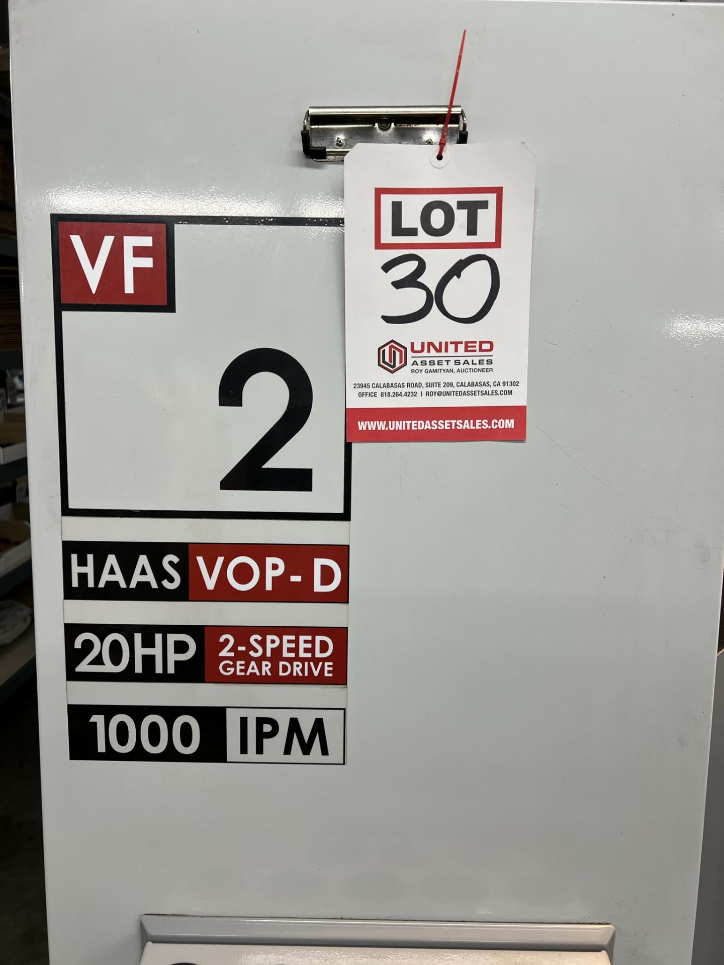 2004 HAAS VF-2B VERTICAL MACHINING CENTER, VOP-D, XYZ TRAVELS: 30" X 16" X 20", 36" X 14" TABLE, - Image 8 of 21